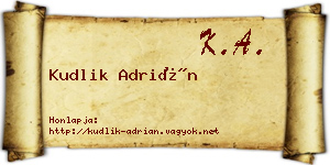 Kudlik Adrián névjegykártya